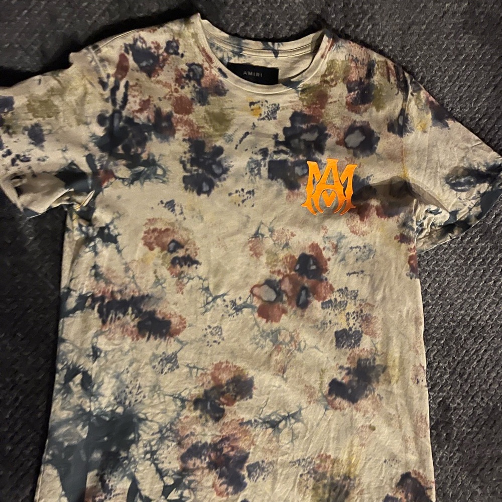 AMIRI Multicolor Tie-Dye T-Shirt with Orange Logo